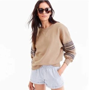 2x HP 🥳 J Crew Embroidered Sweatshirt Tan and Navy Blue size medium